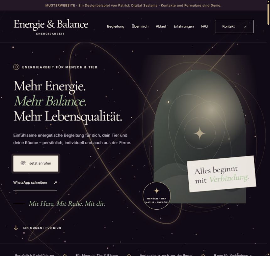 Vorschau der Musterwebsite Energie & Balance